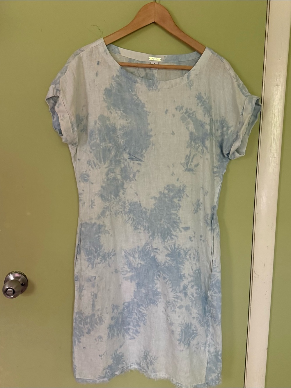 Magaschoni Blue Tie-Dye Linen Shift Dress